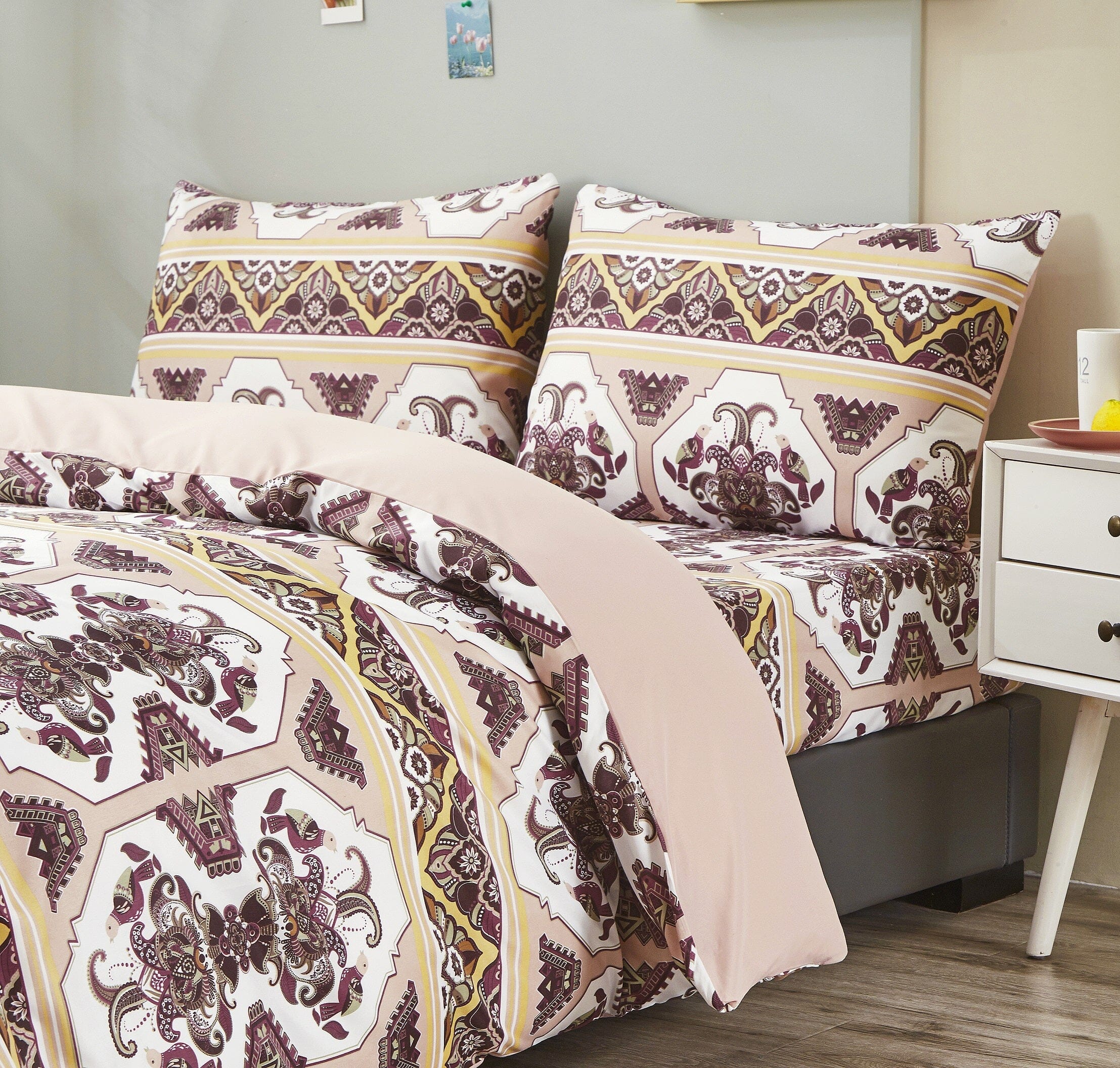DaDa Bedding Majestic Oriental Kilim Duvet Cover - w/ Pillow Cases Royal Persian Traditional Design Intricate Ornate Ornament Print - DaDa Bedding Collection