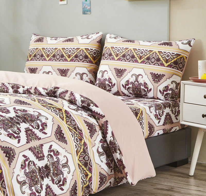 DaDa Bedding Majestic Oriental Kilim Duvet Cover - w/ Pillow Cases Royal Persian Traditional Design Intricate Ornate Ornament Print - DaDa Bedding Collection