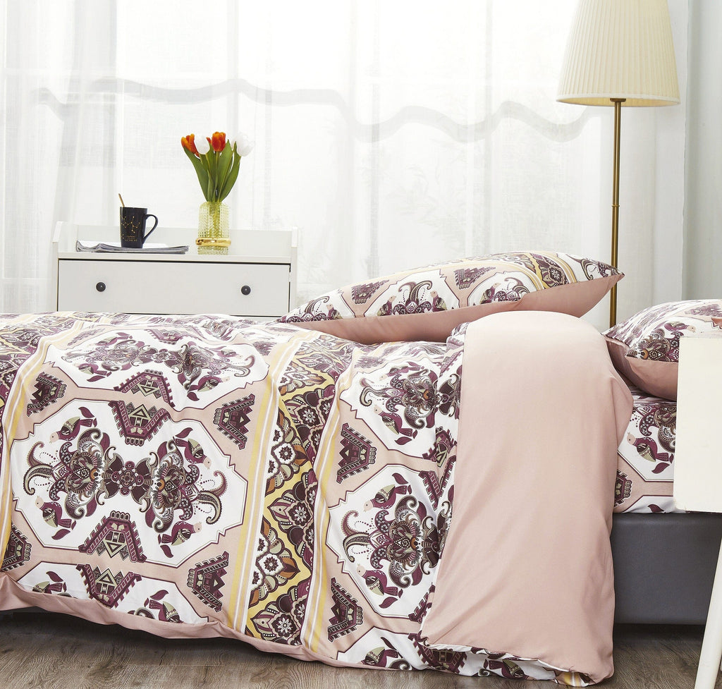 DaDa Bedding Majestic Oriental Kilim Duvet Cover - w/ Pillow Cases Royal Persian Traditional Design Intricate Ornate Ornament Print - DaDa Bedding Collection