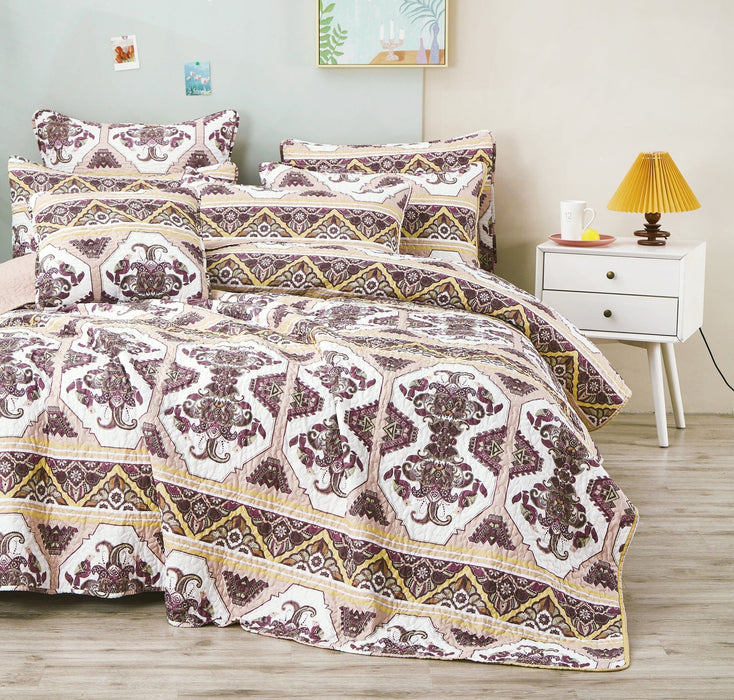 DaDa Bedding Majestic Oriental Kilim Bedspread - Royal Persian Traditional Design Intricate Ornate Ornament Print Coverlet w/ Shams