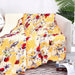 DaDa Bedding Yellow Floral Quilted Throw Blanket - Hummingbirds Farmhouse Red Flowers for Couch, Sofa or Bed- Scalloped Edges - 50 x 60 - DaDa Bedding Collection