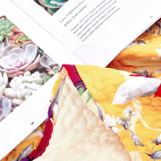 DaDa Bedding Yellow Floral Quilted Throw Blanket - Hummingbirds Farmhouse Red Flowers for Couch, Sofa or Bed- Scalloped Edges - 50 x 60 - DaDa Bedding Collection