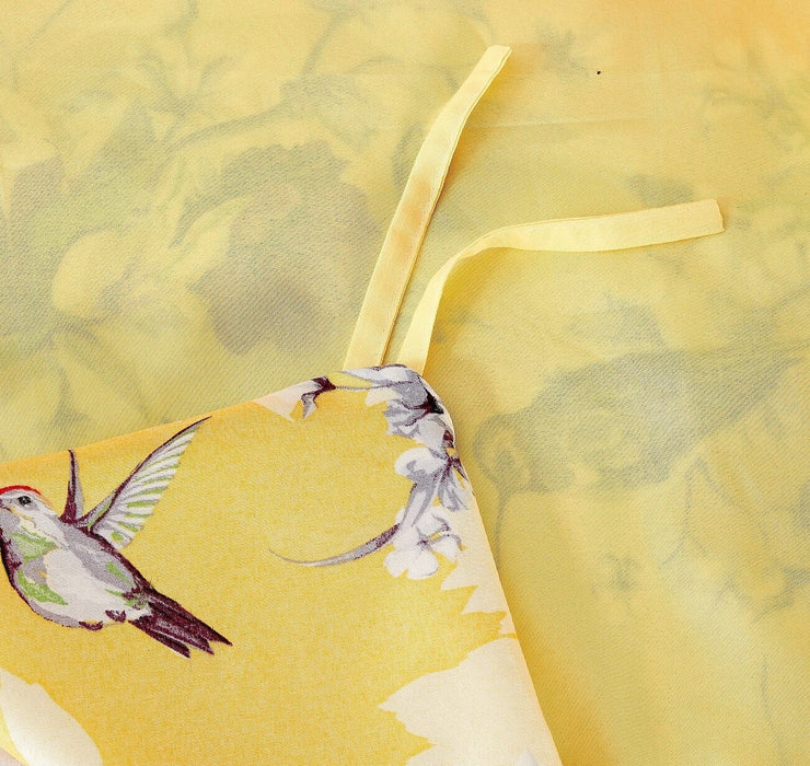 DaDa Bedding Sunshine Yellow Hummingbirds Floral Duvet Cover Set w/ Pillow Cases (JHW-925) - DaDa Bedding Collection