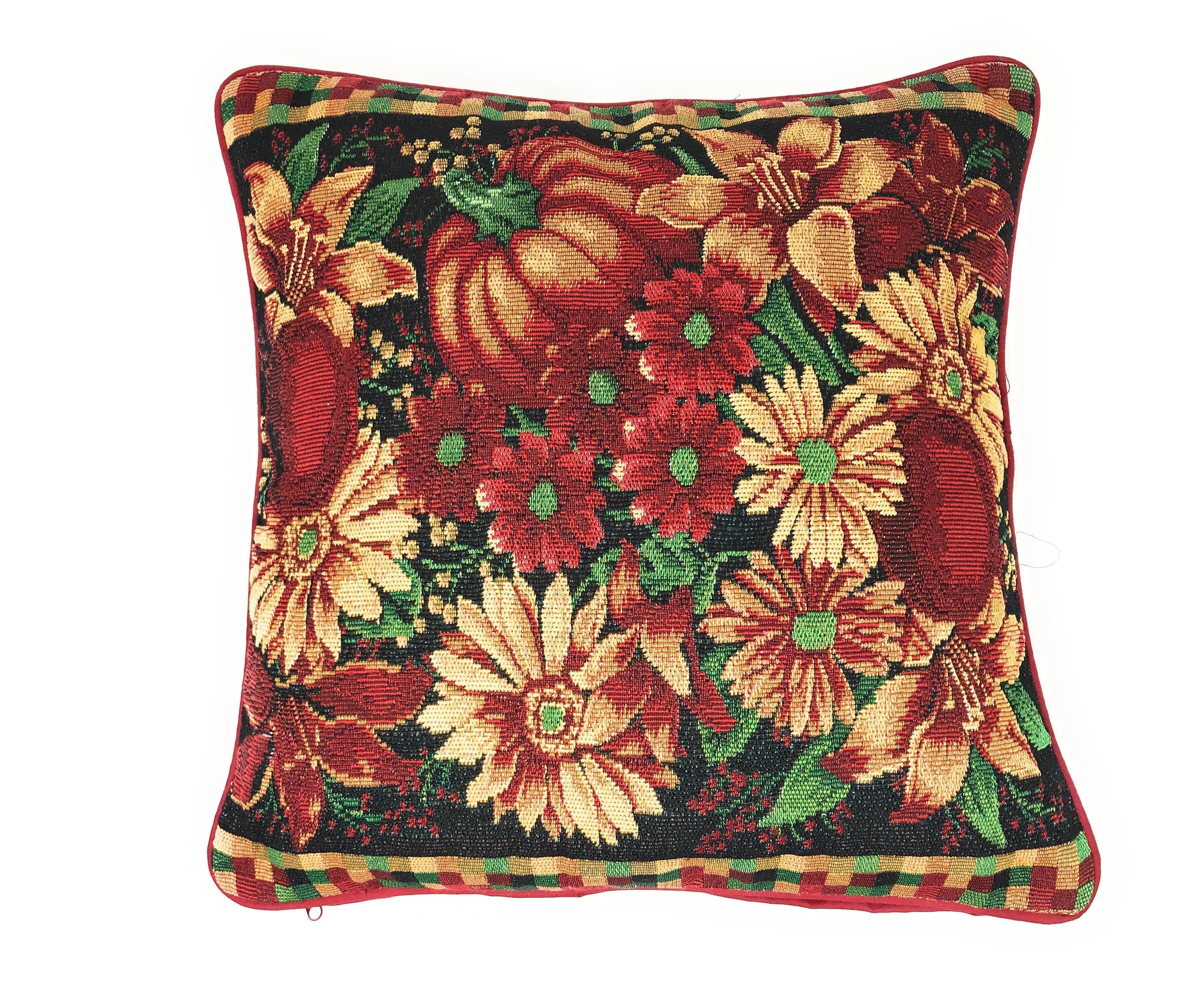 DaDa Bedding Set of 4 Pieces - Autumn Harvest Halloween & Christmas Ornaments Holiday Tapestry Throw Pillow Covers Bundle Pack - 16" x 16" - DaDa Bedding Collection