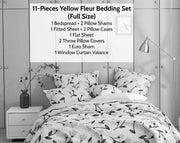 DaDa Bed in a Bag Bundle Set - Yellow Fleur Botanical Ivory Tan Floral Bedding Set (18112) - DaDa Bedding Collection