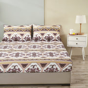 DaDa Bedding Majestic Oriental Kilim Fitted Sheet - w/ Pillow Cases Royal Persian Traditional Design Intricate Ornate Ornament Print - DaDa Bedding Collection