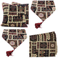 DaDa Bedding Set of 8 Pieces Dark Botanical Mughal Floral Table Woven Black Tapestry - 4 Placemats, 2 Table Runners, 2 Throw Pillow Covers (18197) - DaDa Bedding Collection