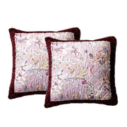 DaDa Bedding Set of 2-Pieces Patchwork Burgundy Red Velvet Purple Floral Throw Pillow Covers, 18" x 18" (JHW-868) - DaDa Bedding Collection