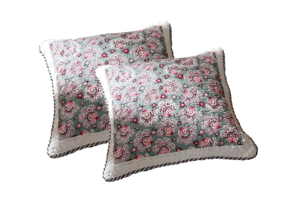 DaDa Bedding Set of 2-Pieces Garden Pink Blossom Cottage Green Throw Pillow Covers, 18" (JHW-618-CC)