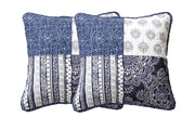 DaDa Bedding Set of 2-Pieces Bohemian Denim Blue Elegance Throw Pillow Covers - 18” x 18" (JHW660) - DaDa Bedding Collection