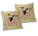 DaDa Bedding Set of 2-Pieces Royal Dogs Bulldog Beagle Tapestry Throw Pillow Covers w/ Inserts, 18" x 18" - DaDa Bedding Collection