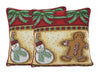 DaDa Bedding Gingerbread Snowman Woven Tapestry Throw Pillow Covers 16" x 16" (12917) - DaDa Bedding Collection