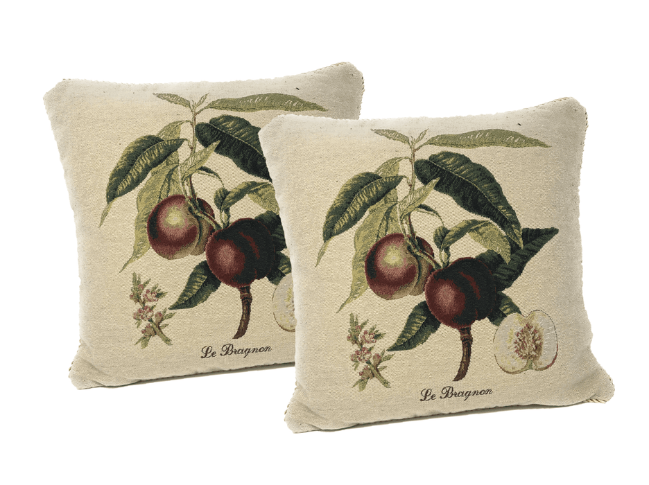 DaDa Bedding Set of 2-Pieces Nectarine Fruits Garden Tapestry Throw Pillow Covers w/ Inserts - 18" x 18"