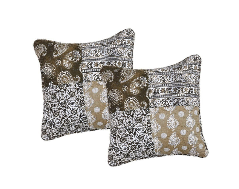 DaDa Bedding Set of 2 Bohemian Patchwork Moroccan Paisley Dreams Throw Pillow Covers, 18" (JHW885) - DaDa Bedding Collection