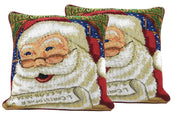 DaDa Bedding Naughty or Nice Santa Claus Christmas Woven Tapestry Throw Pillow Cover - 16" x 16" - DaDa Bedding Collection
