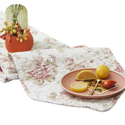 DaDa Bedding Hint of Mint Cottage Floral Roses Quilted Cotton Dining Table Runner (3036) - DaDa Bedding Collection