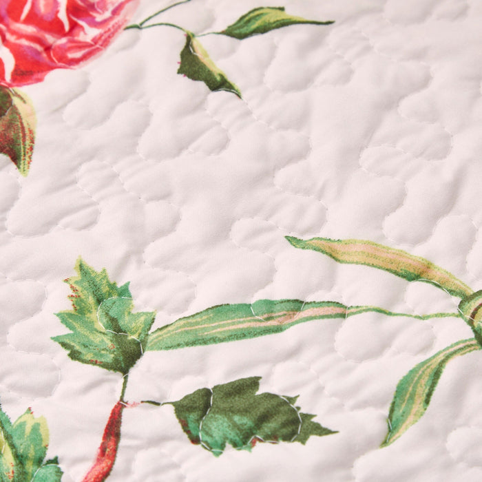 DaDa Bedding Set of 4-Pieces Romantic Roses Pink Floral Quilted Dining Placemats 13” x 19” (879) - DaDa Bedding Collection
