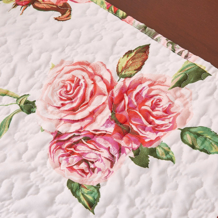 DaDa Bedding Set of 4-Pieces Romantic Roses Pink Floral Quilted Dining Placemats 13” x 19” (879)