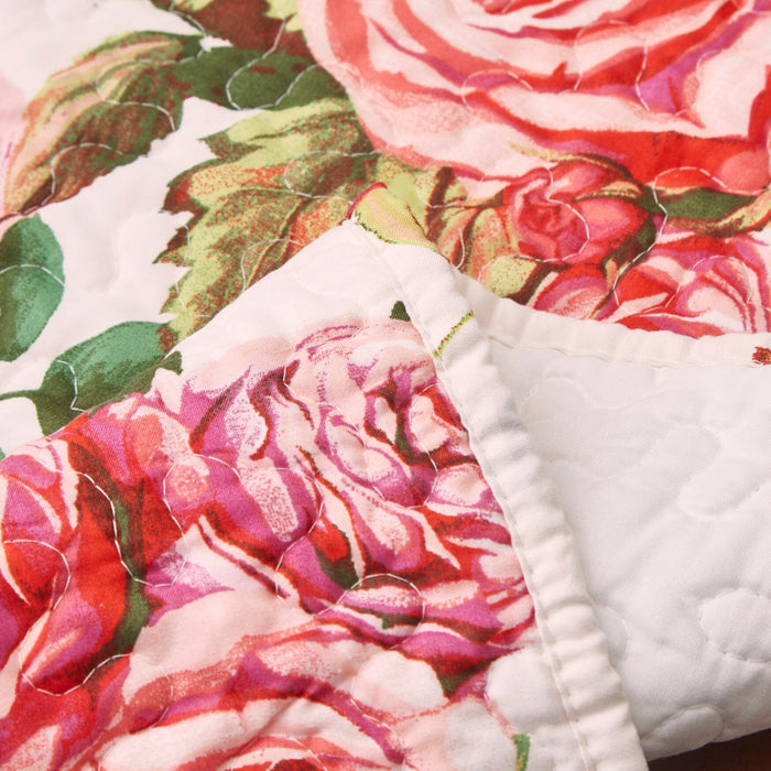 DaDa Bedding Romantic Roses Pink White Lovely Floral Quilted Dining Table Runner (879)