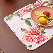 DaDa Bedding Set of 4-Pieces Romantic Roses Pink Floral Quilted Dining Placemats 13” x 19” (879) - DaDa Bedding Collection