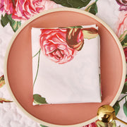 DaDa Bedding Set of 4-Pieces Romantic Roses Pink Floral Dining Table Napkins 18" x 18" (879) - DaDa Bedding Collection