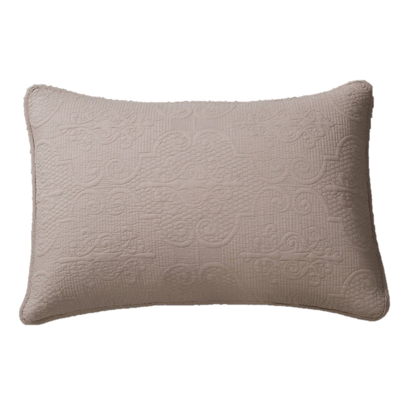 DaDa Bedding Taupe Beige Sand Dollar Floral Quilted Cotton Pillow Sham - 1-Piece  (JHW585) - DaDa Bedding Collection