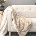 DaDalogy Bedding Champagne Ivory Faux Fur Throw Blanket - Dreamy Gold Geometric Embossed Sherpa Backside - Super Soft Warm Cozy Plush Fluffy - DaDa Bedding Collection