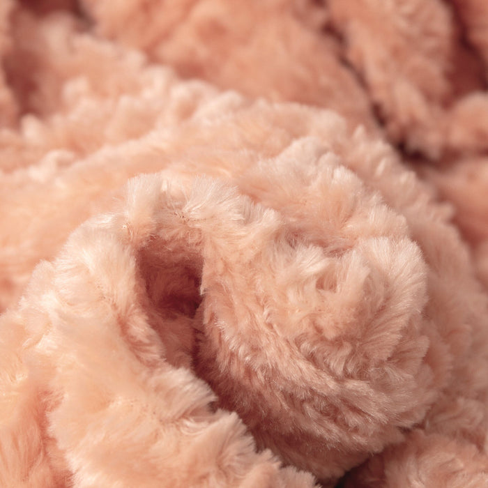 DaDa Bedding Coral Peach Rose Faux Fur Throw Blanket - Dreamy Geometric Embossed Sherpa Backside - Super Soft Warm Cozy Plush Fluffy