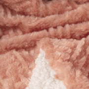 DaDa Bedding Coral Peach Rose Faux Fur Throw Blanket - Dreamy Geometric Embossed Sherpa Backside - Super Soft Warm Cozy Plush Fluffy - DaDa Bedding Collection