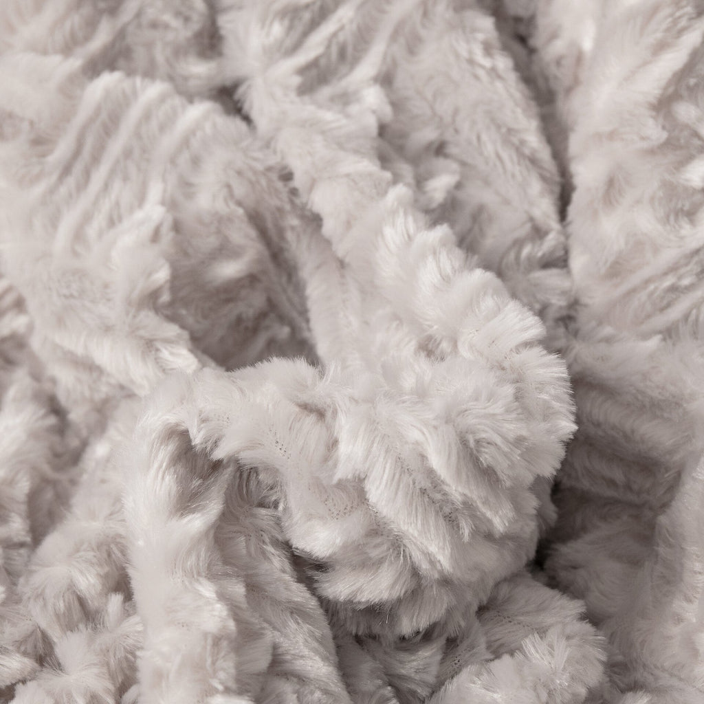 DaDalogy Bedding Lavender Grey Faux Fur Throw Blanket - Dreamy Geometric Embossed Sherpa Backside - Super Soft Warm Cozy Plush Fluffy - DaDa Bedding Collection