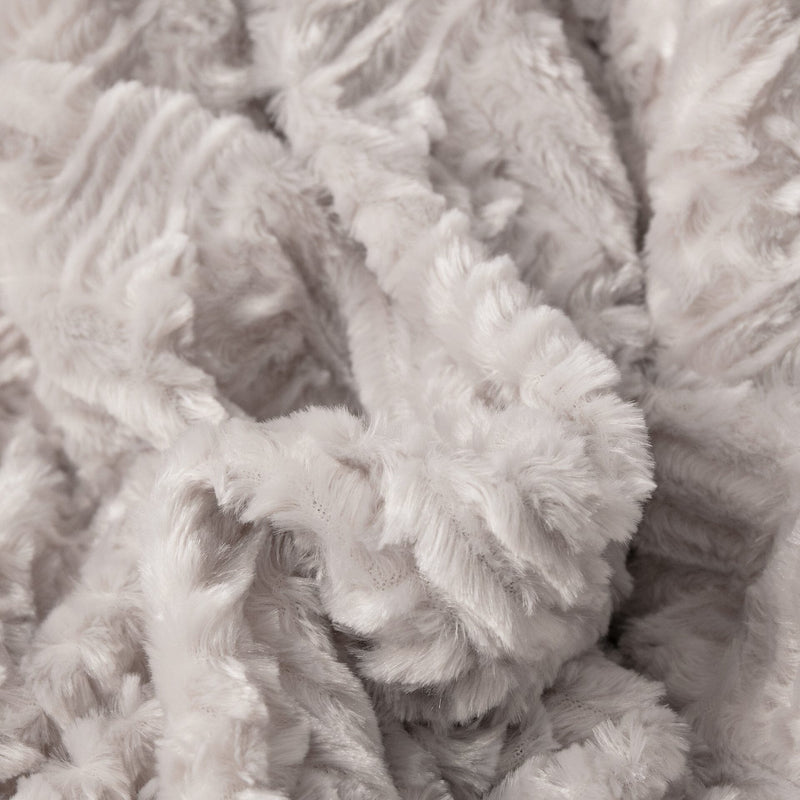 DaDalogy Bedding Lavender Grey Faux Fur Throw Blanket - Dreamy Geometric Embossed Sherpa Backside - Super Soft Warm Cozy Plush Fluffy - DaDa Bedding Collection