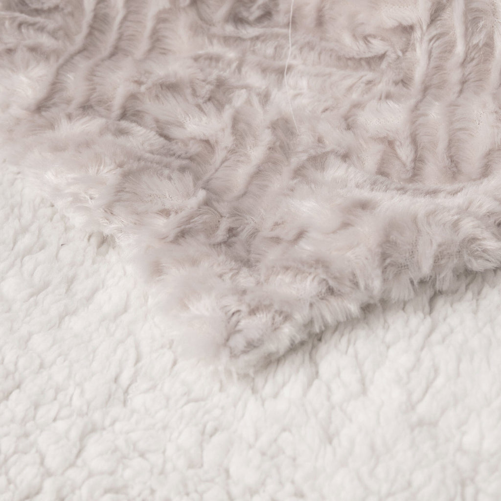 DaDalogy Bedding Lavender Grey Faux Fur Throw Blanket - Dreamy Geometric Embossed Sherpa Backside - Super Soft Warm Cozy Plush Fluffy - DaDa Bedding Collection