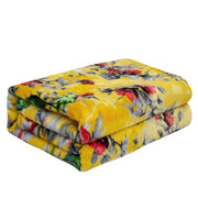 DaDa Bedding Yellow Farmhouse Rustic Spring Floral Hummingbirds Soft Fleece Throw Blanket (925) - DaDa Bedding Collection