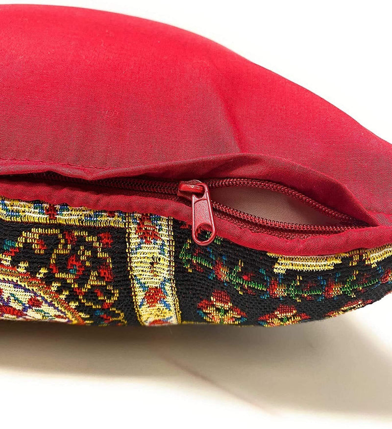 DaDa Bedding Set of 8 Pieces Dark Botanical Mughal Floral Table Woven Black Tapestry - 4 Placemats, 2 Table Runners, 2 Throw Pillow Covers (18197) - DaDa Bedding Collection