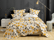 DaDa Bedding Yellow Fleur Floral Golden Orange Ivory Cream Scalloped Bedspread Set (18112) - DaDa Bedding Collection