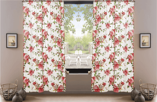DaDa Bedding Set of 2-Pieces Romantic Roses Pink Floral Sheer Window Panel Curtains (JHW-879) - DaDa Bedding Collection