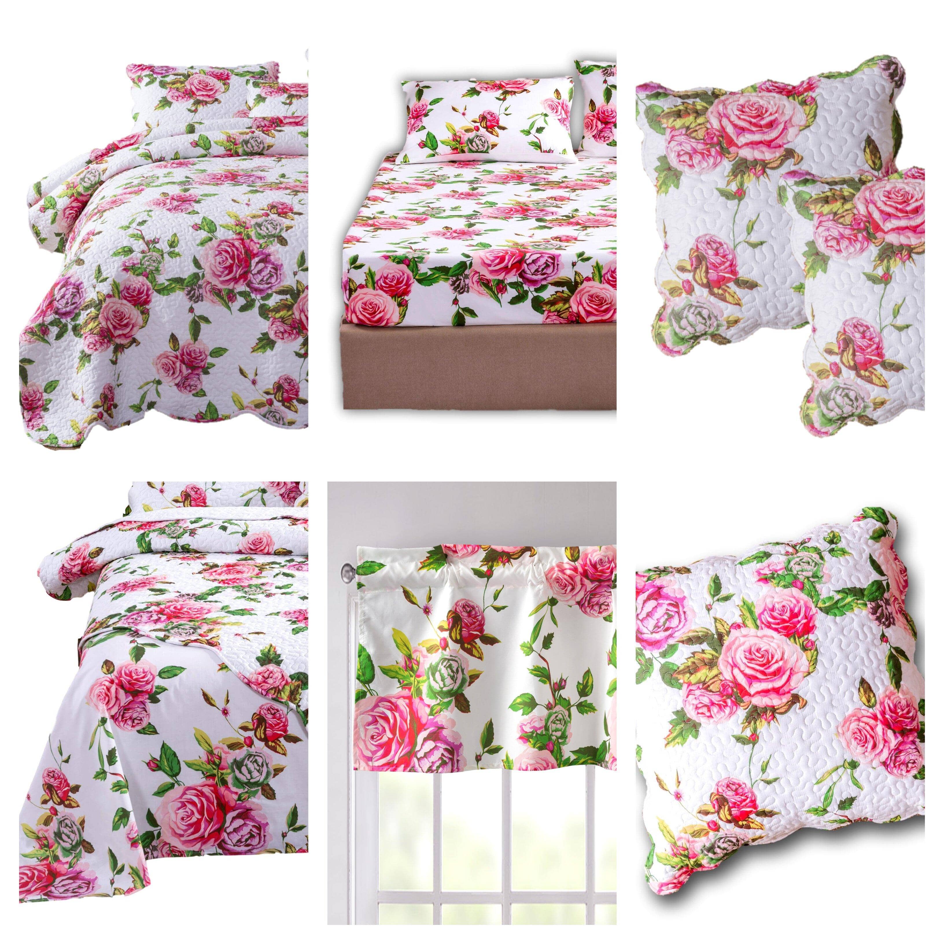 DaDa Bedding Bed in a Bag Bundle Set - Romantic Roses Lovely Blooming Floral Bedding Set (JHW-879) - DaDa Bedding Collection