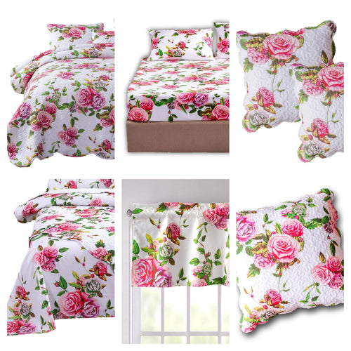 DaDa Bedding Bed in a Bag Bundle Set - Romantic Roses Lovely Blooming Floral Bedding Set (JHW-879) - DaDa Bedding Collection