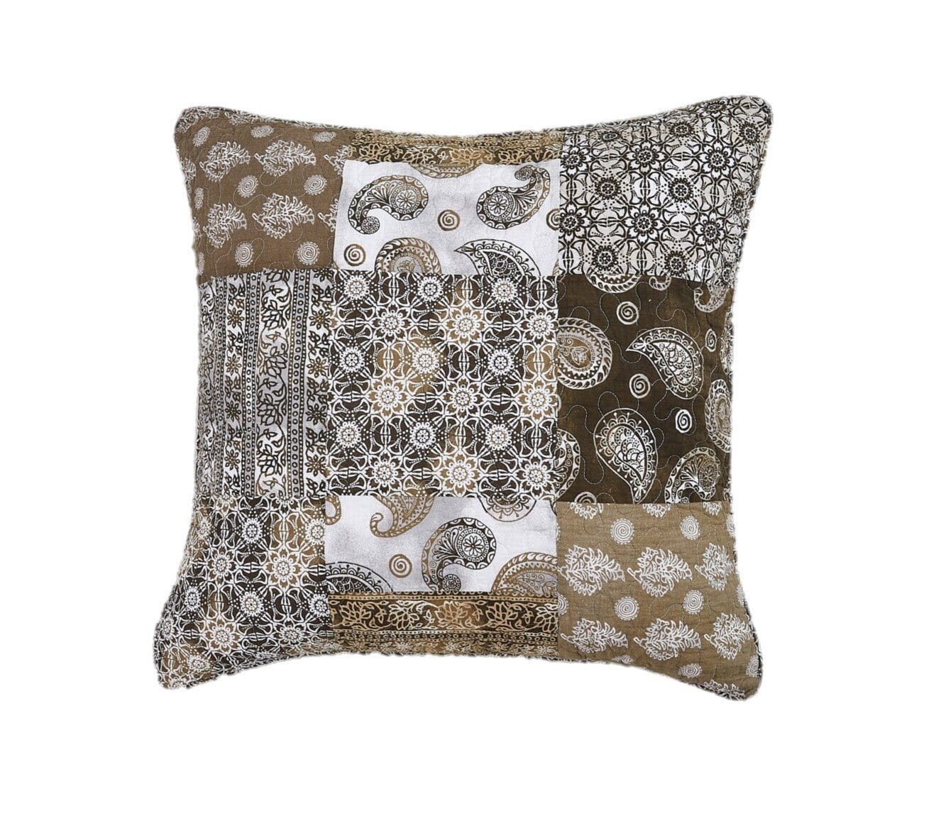 DaDalogy Bedding Bed in a Bag Bundle Set - Bohemian Paisley Dreams Floral Olive Brown Patchwork Bedspread Set (JHW885) - DaDa Bedding Collection