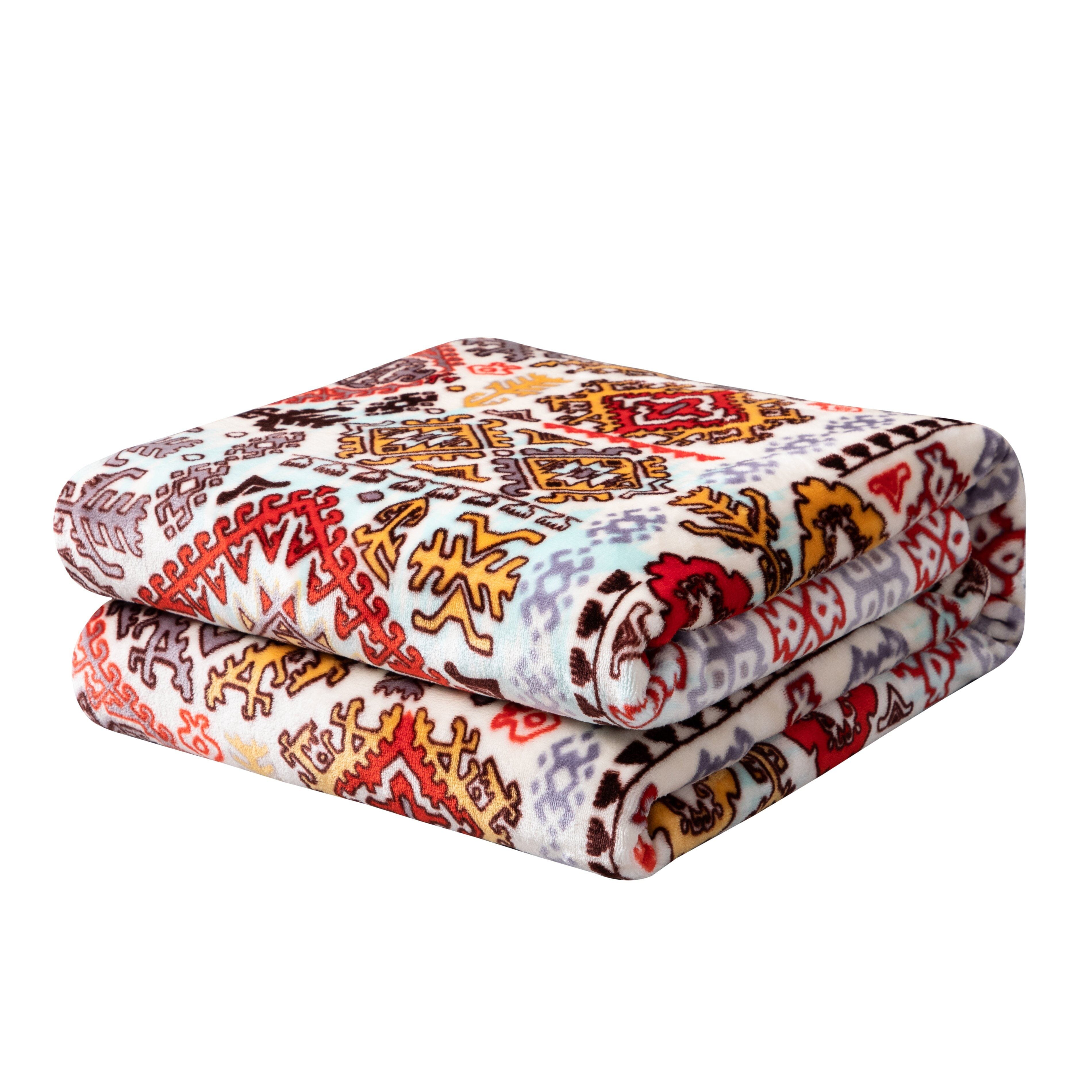 DaDa Bedding Southwestern Havana Geometric Soft Plush Fleece Flannel Throw Blanket (XY1012) - DaDa Bedding Collection