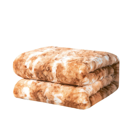 Throw Blanket - DaDa Bedding Luxury Plush Faux Fur Sherpa Throw Blanket, Pumpkin Orange Brown Rabbit (M3396) - DaDa Bedding Collection