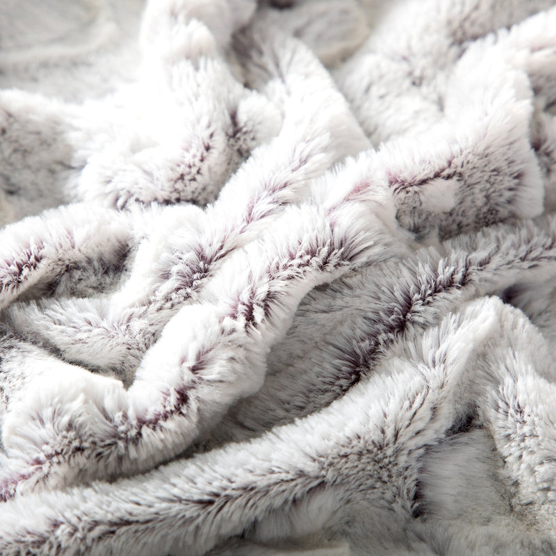 DaDa Bedding Luxury Dreamy Milky White & Purple Sherpa Backside Faux Fur Throw Blanket (M3395) - DaDa Bedding Collection