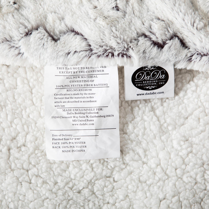 Throw Blanket - DaDa Bedding Luxury Plush Faux Fur Sherpa Throw Blanket, Dreamy Milky White White & Purple (M3395) - DaDa Bedding Collection