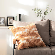 DaDa Bedding Amber Orange Brown & White Cozy Faux Fur Euro Throw Pillow Cover (M3396) - DaDa Bedding Collection