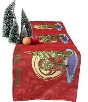 DaDa Bedding Red Santa Claus Christmas Tree Woven Tapestry Dining Table Runner (17615) - DaDa Bedding Collection