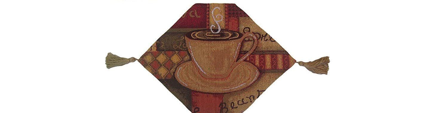 DaDa Bedding Smell of Coffee Cup Latte Java Brown Tapestry Table Runner Cloth (9912)