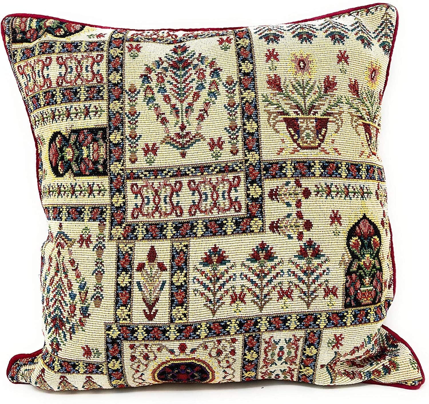 DaDa Bedding Set of 4 Pieces - Floral Garden Botanical Tapestry Throw Pillow Covers Bundle Pack - 16" x 16" - DaDa Bedding Collection
