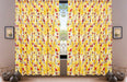 DaDa Bedding Set of 2 Radiant Sunshine Yellow Floral Window Curtain Panels - Natural Semi Sheer Hummingbirds Farmhouse Red Flowers Straight Tailored Edge - DaDa Bedding Collection