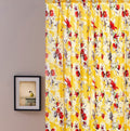 DaDa Bedding Set of 2 Radiant Sunshine Yellow Floral Window Curtain Panels - Natural Semi Sheer Hummingbirds Farmhouse Red Flowers Straight Tailored Edge - DaDa Bedding Collection