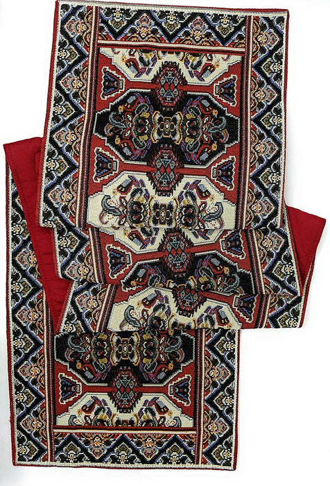 DaDalogy Elegant Majestic Kilim Red Persian Rug Ornate Floral Woven Tapestry Table Runner (18195)